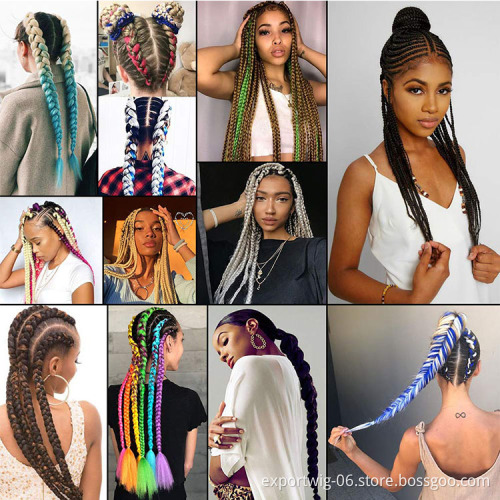 Jumbo Braiding Hair Extensions Yaki Perm Straight Long Solid And Mixed Color 24 Inch 100g Gray Black Synthetic Fiber